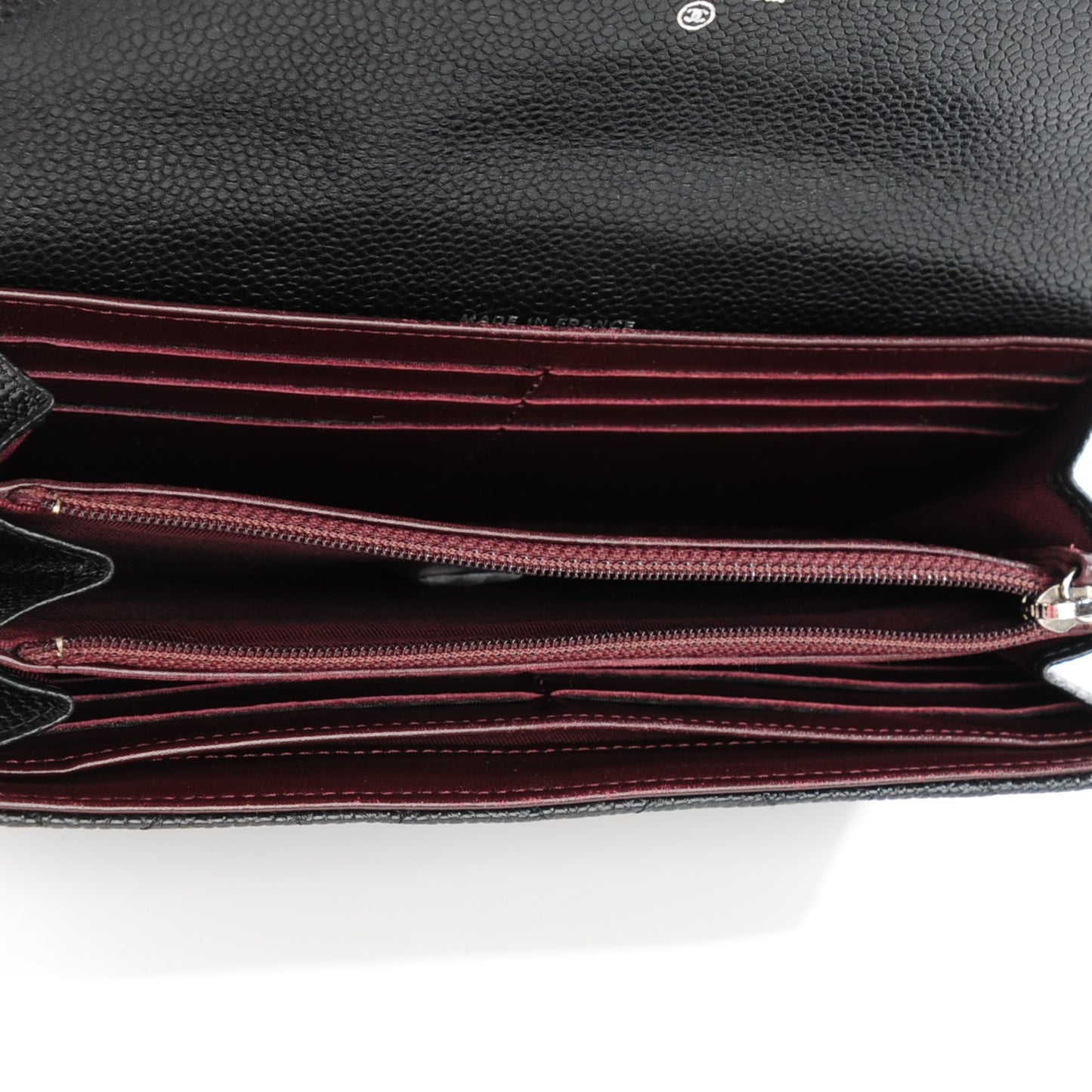 Caviar Quilted Large Gusset Flap Wallet Black