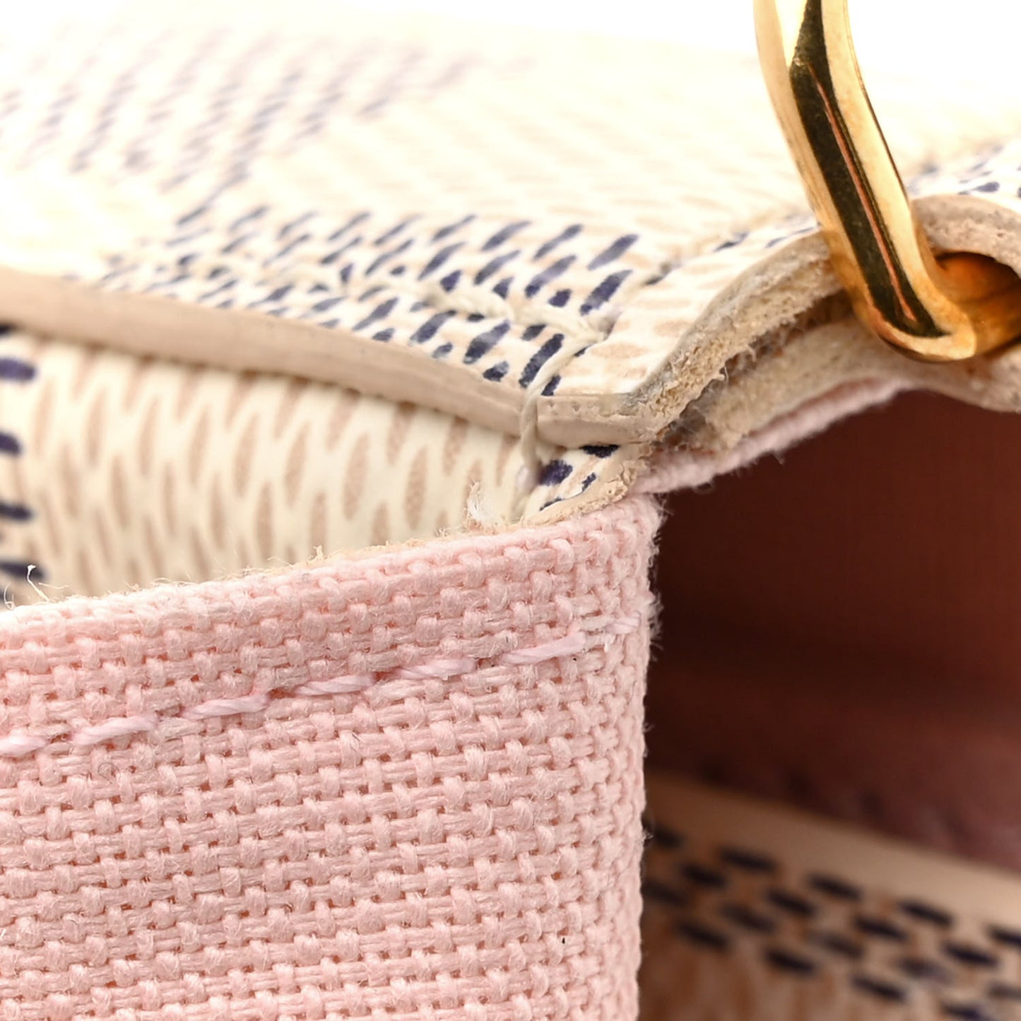 Damier Azur Pochette Felicie Chain Wallet Rose Ballerine