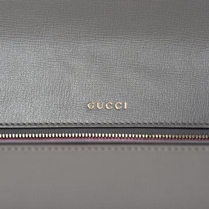 Gucci Textured Calfskin Silk Scarf Medium Torchon GG Ring Shoulder Bag Grey 6 of 11