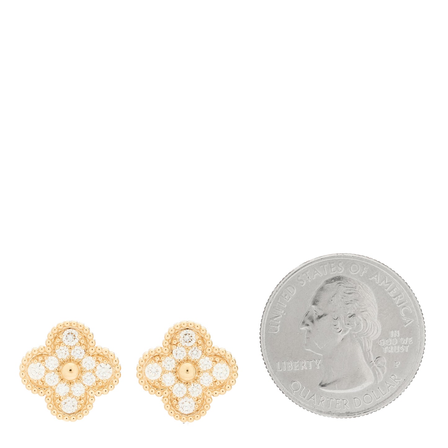 18K Rose Gold Diamond Vintage Alhambra Earrings