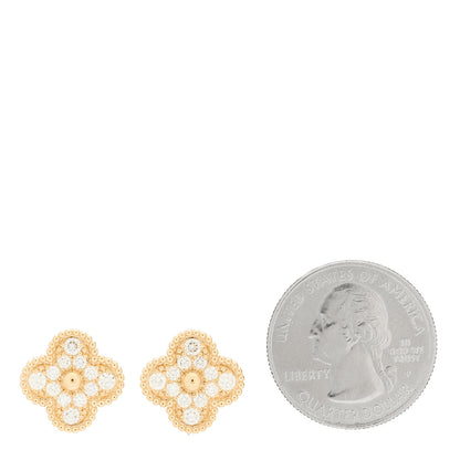 Van Cleef & Arpels 18K Rose Gold Diamond Vintage Alhambra Earrings 2 of 4