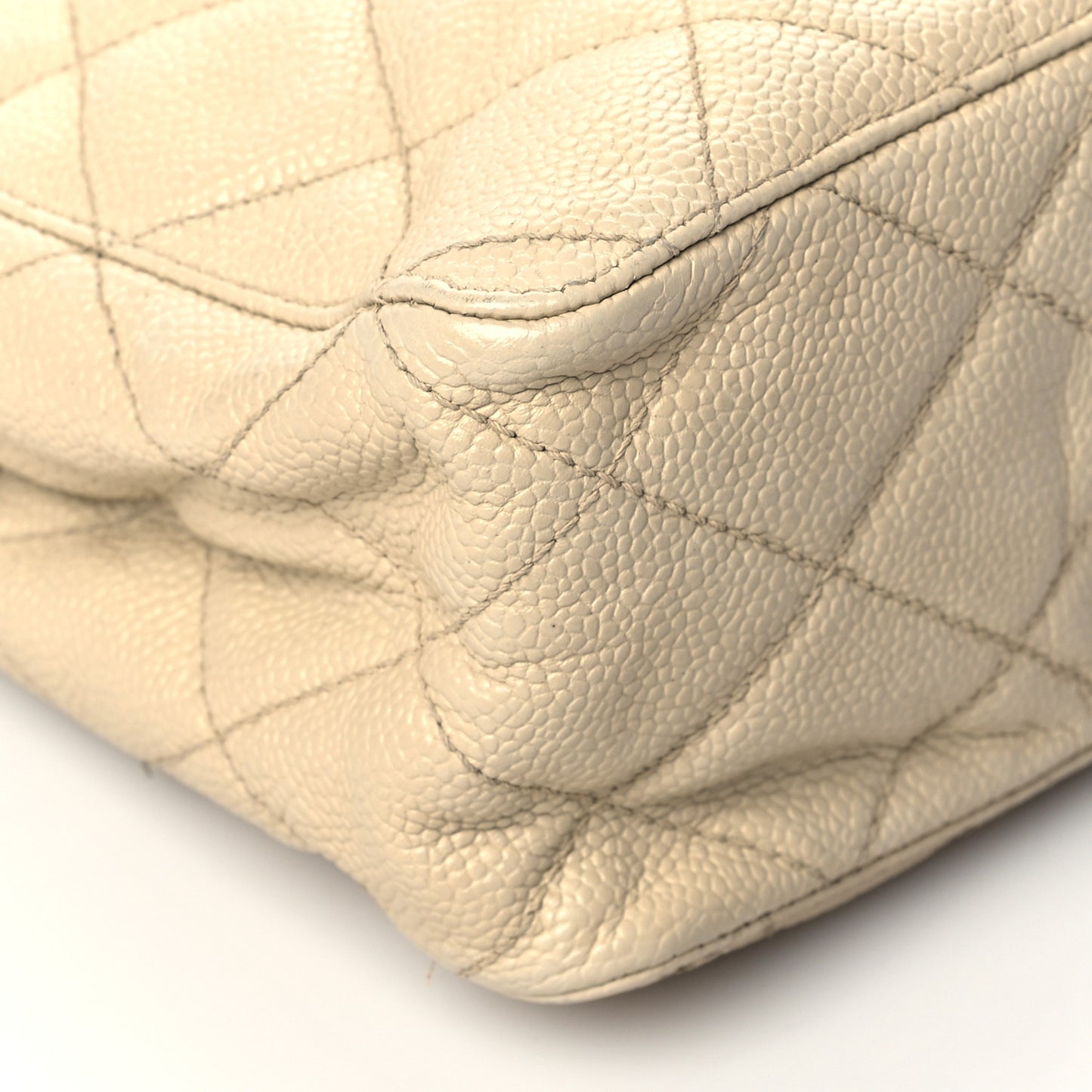 Caviar Quilted Drawstring Shoulder Bag Beige