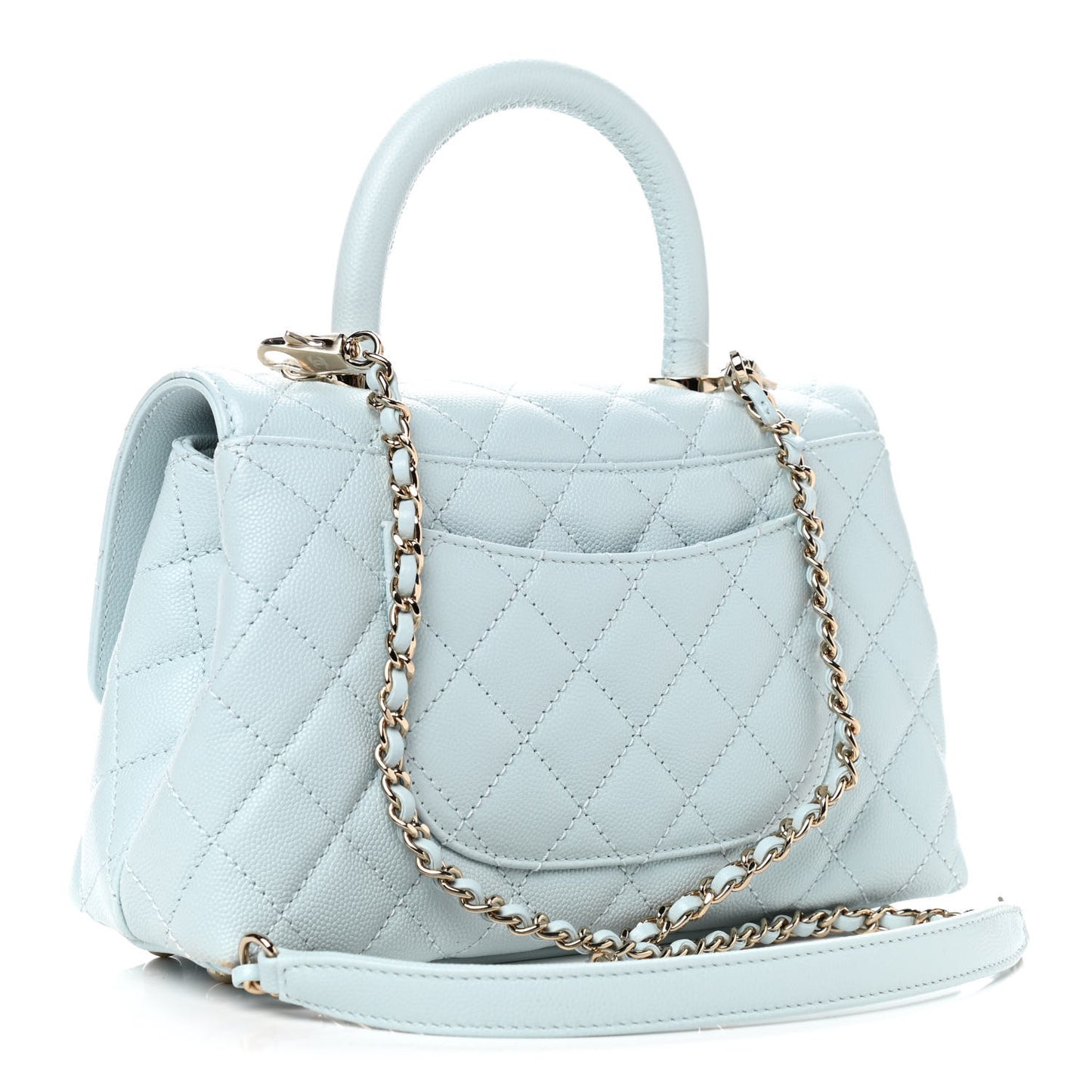 Caviar Quilted Mini Coco Handle Flap Light Blue