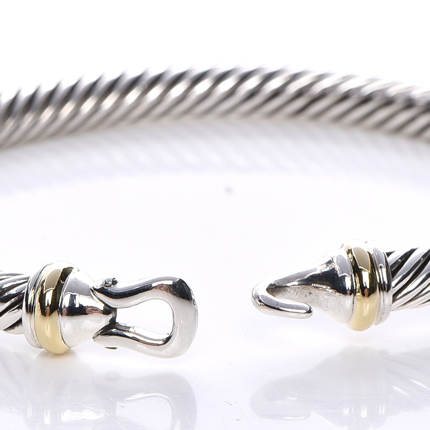 Sterling Silver 18K Yellow Gold 5mm Cable Classic Buckle Bracelet