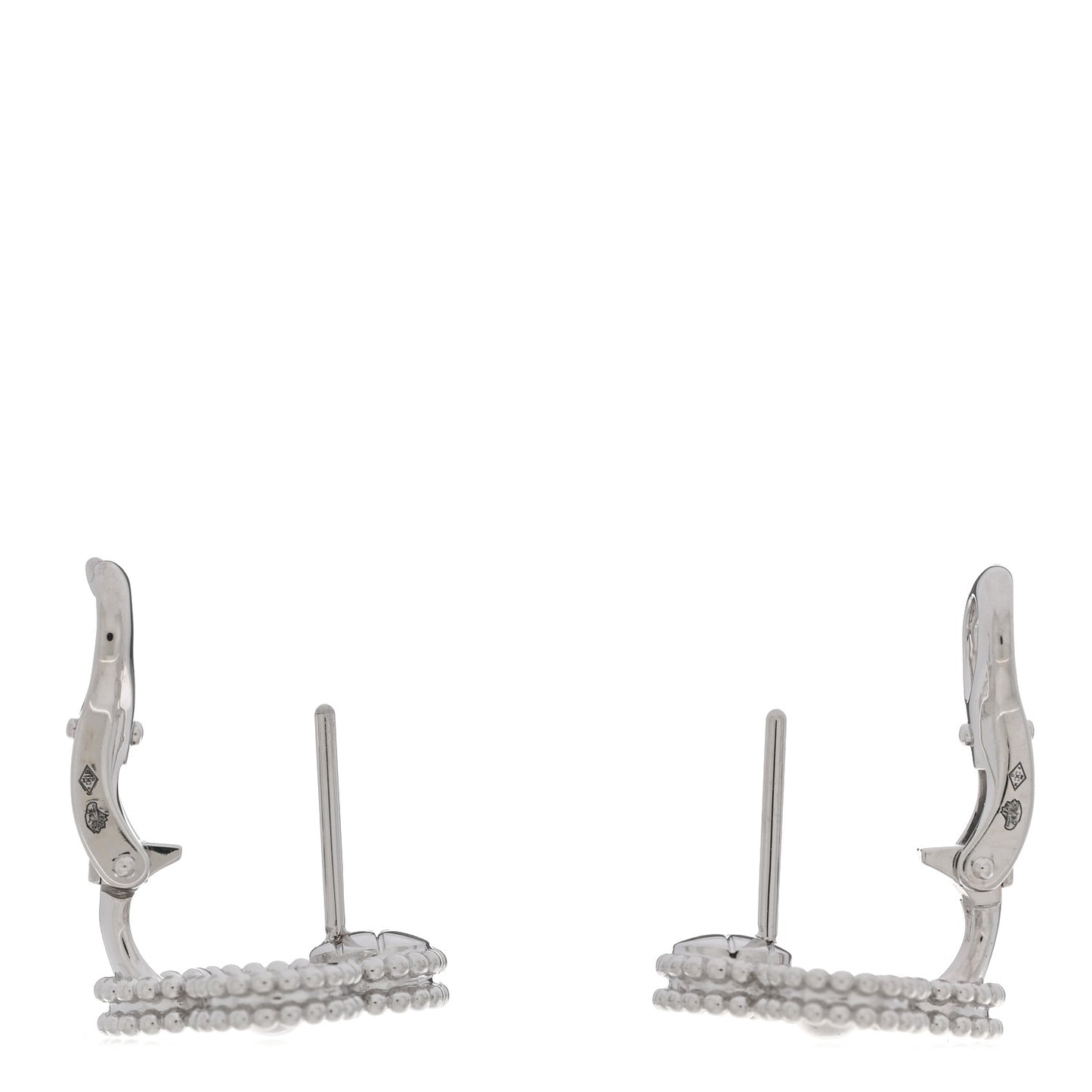 18K White Gold Diamond Vintage Alhambra Earrings