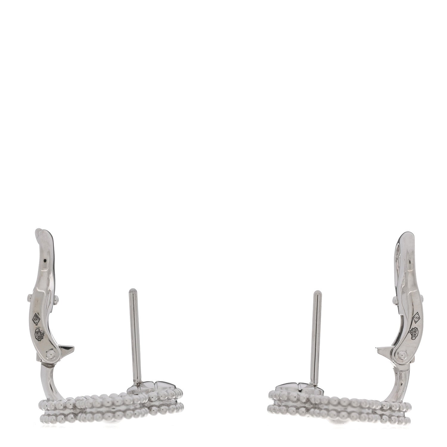 Van Cleef & Arpels 18K White Gold Diamond Vintage Alhambra Earrings 3 of 4