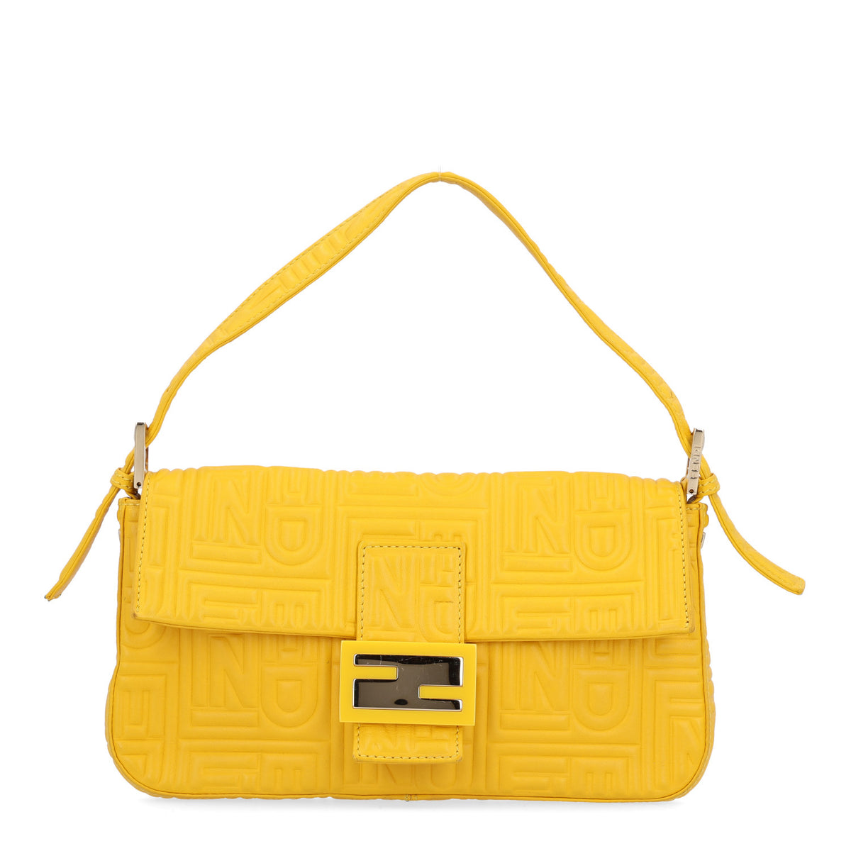 Nappa Logo Embossed Baguette Lemon Giallo
