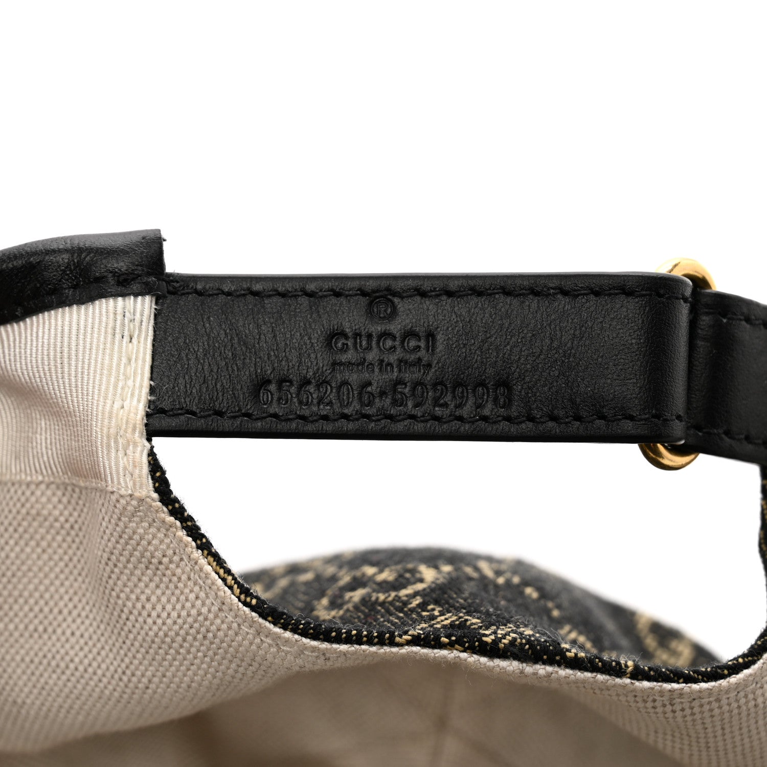 Gucci Denim Calfskin GG Monogram Oscar Baseball Hat M Black Ivory 10 of 11