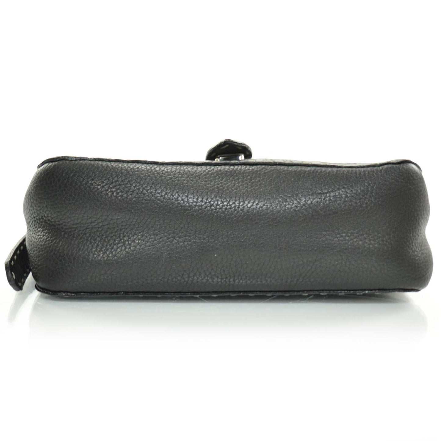 Calfskin Romano Selleria Shoulder Bag Black