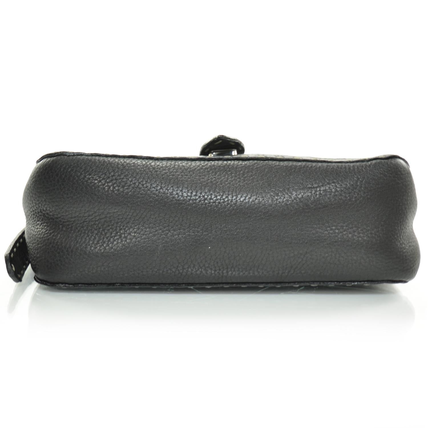 Fendi Calfskin Romano Selleria Shoulder Bag Black 5 of 8