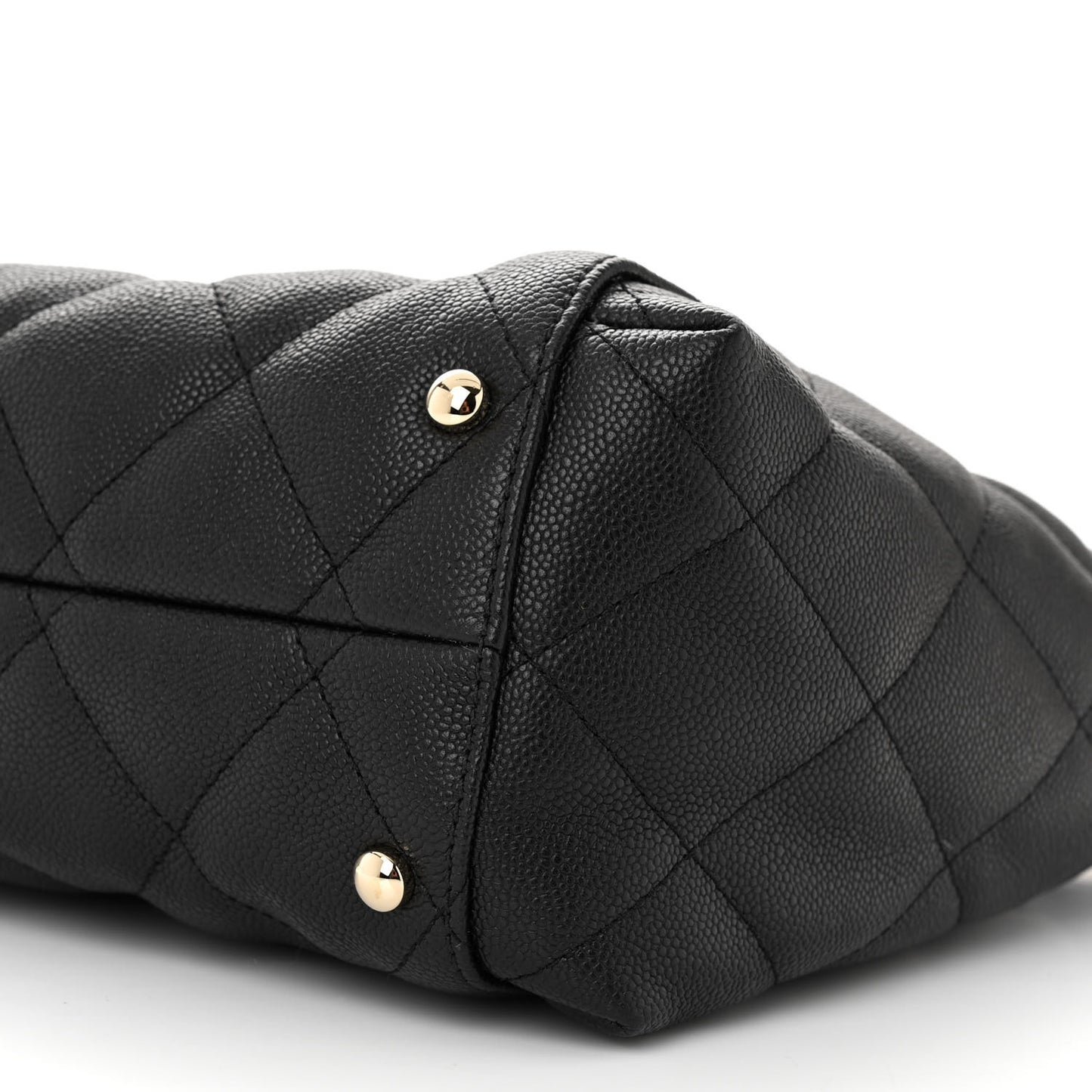 Caviar Quilted Small Shopping Tote Black
