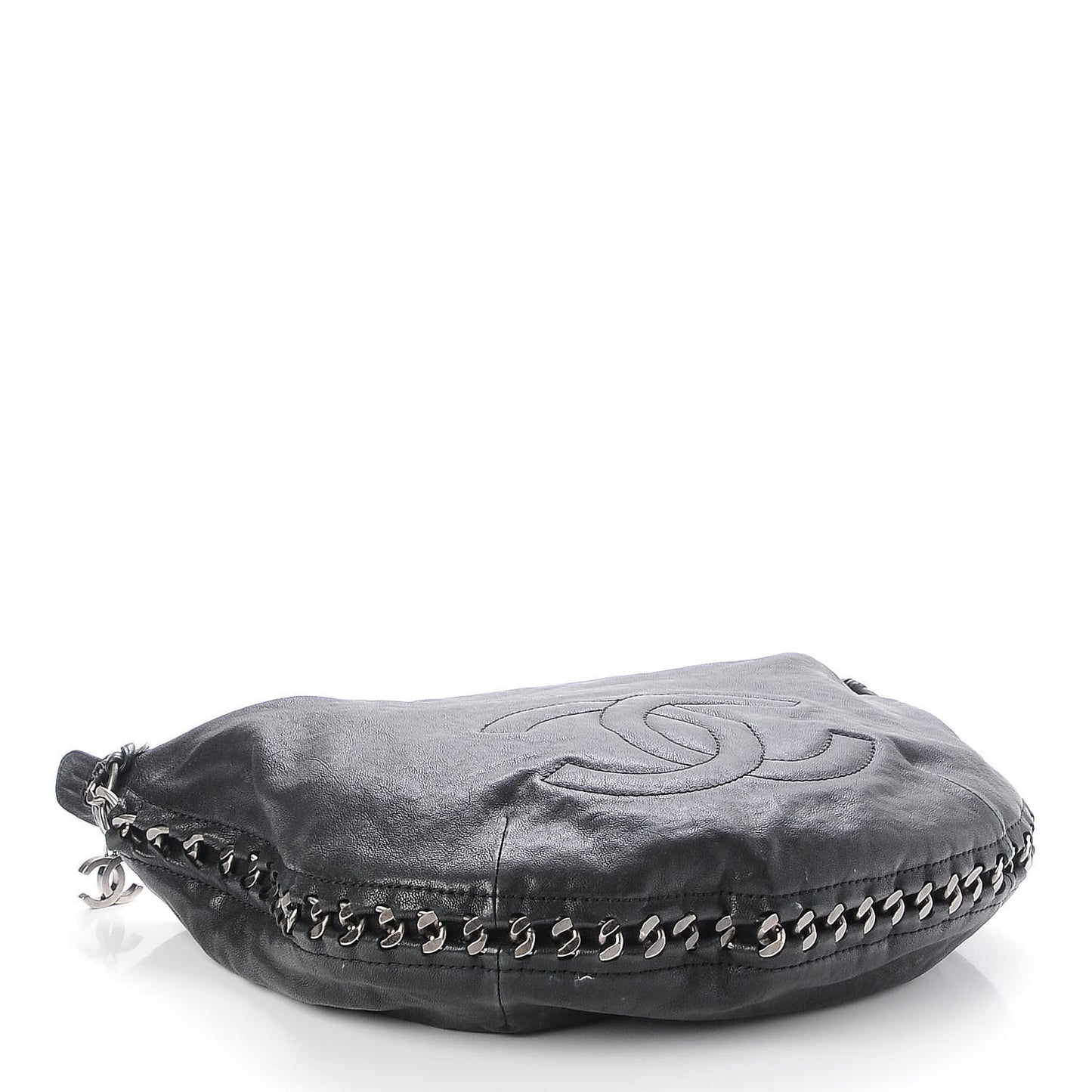 Calfskin Modern Chain Hobo Black