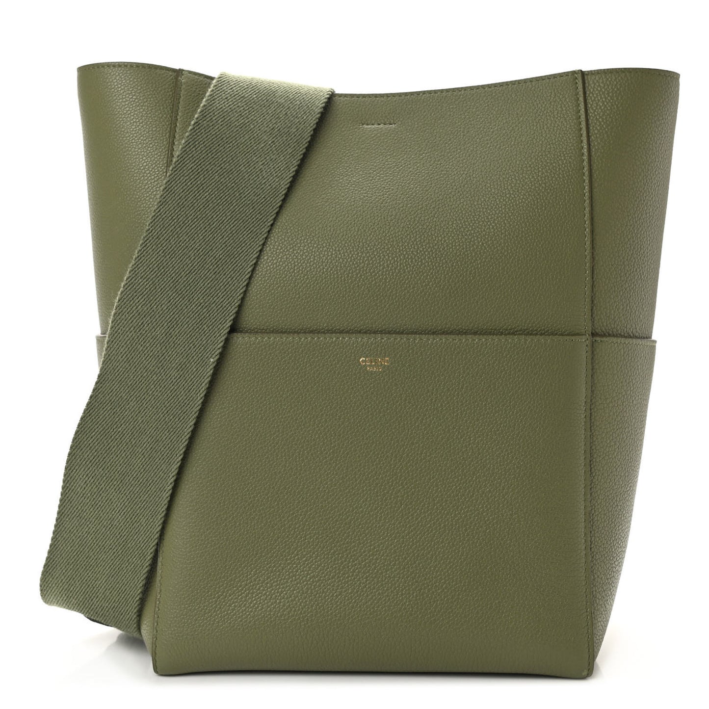 Soft Grained Calfskin Sangle Bucket Bag Light Khaki