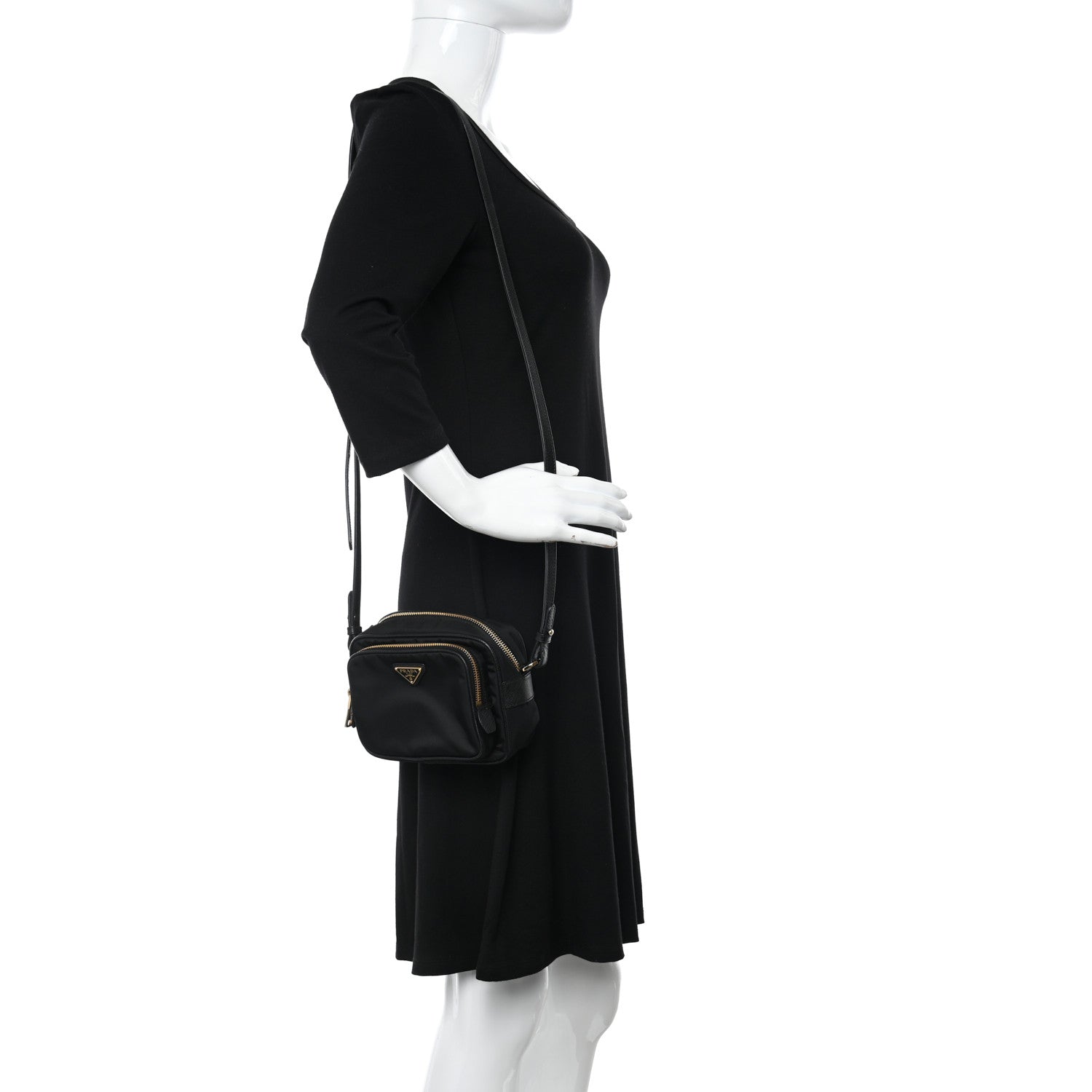 Prada Nylon Saffiano Double Zip Camera Bag Black 2 of 10