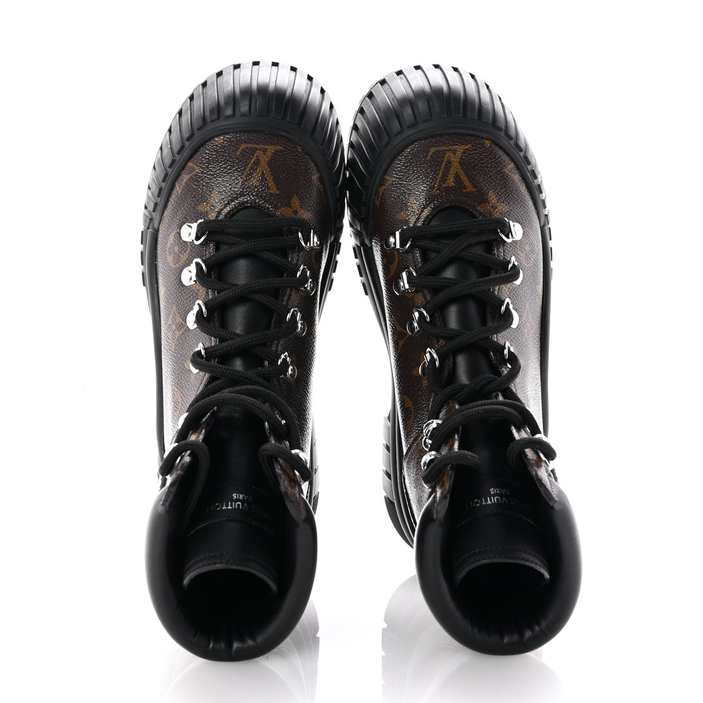 Calfskin Patent Monogram Ruby Flat Ranger Boots 38 Black