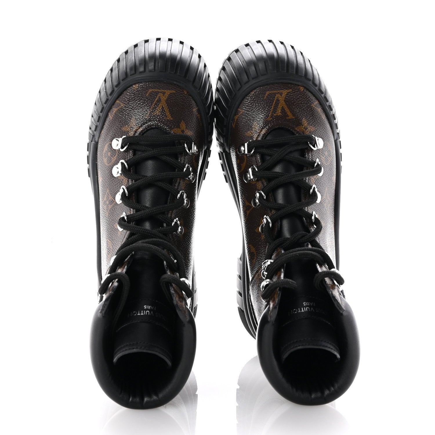 Louis Vuitton Calfskin Patent Monogram Ruby Flat Ranger Boots 38 Black 2 of 10