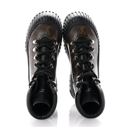 Louis Vuitton Calfskin Patent Monogram Ruby Flat Ranger Boots 38 Black 2 of 10