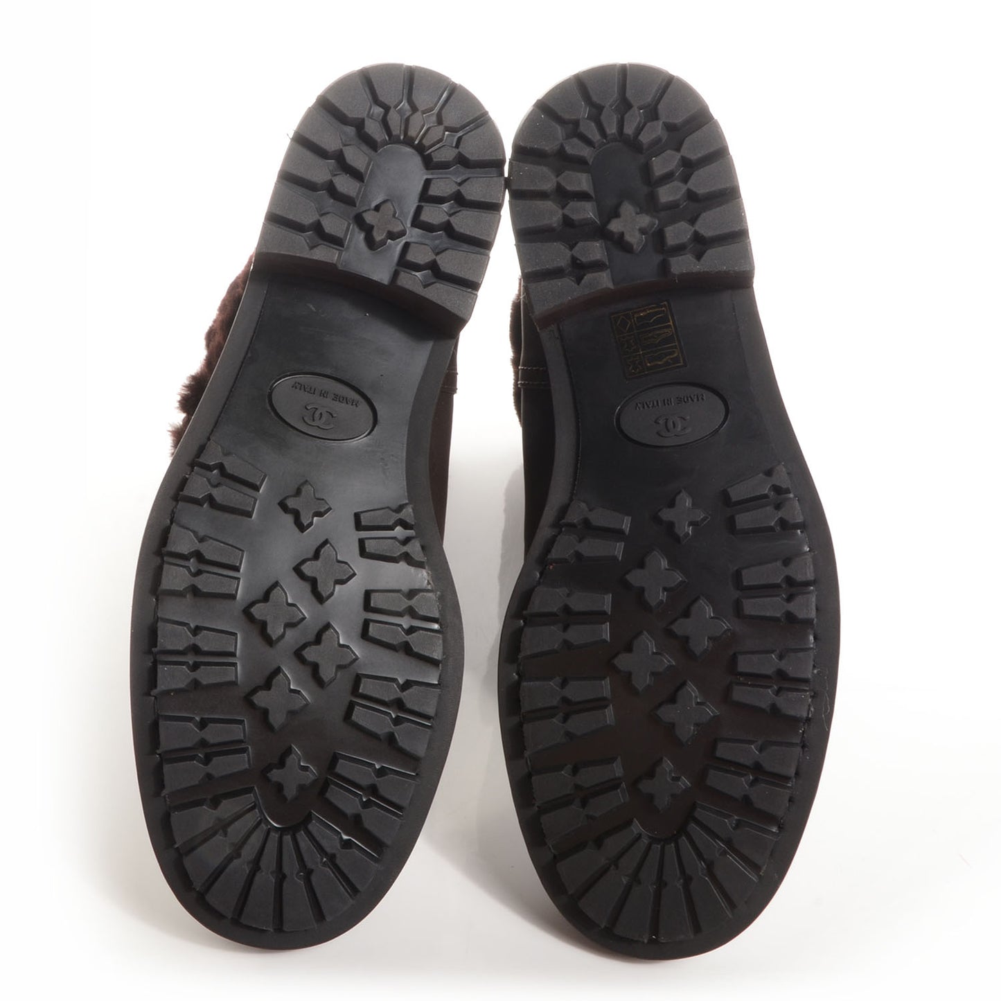 Quilted Shearling Low Boots Dark Brown 39