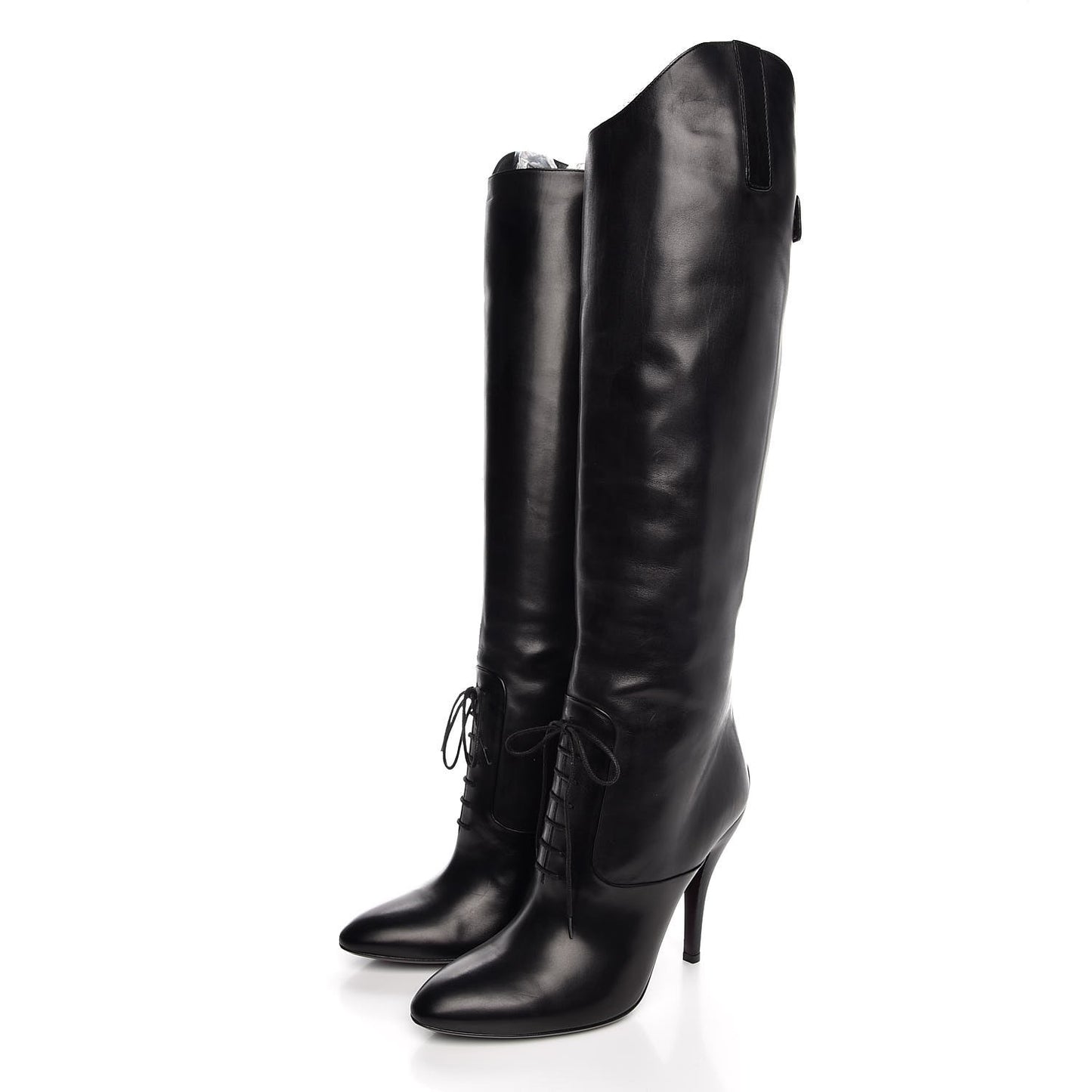 Calfskin Elizabeth Knee High Riding Boots 40 Black