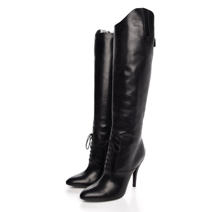 Gucci Calfskin Elizabeth Knee High Riding Boots 40 Black 3 of 7