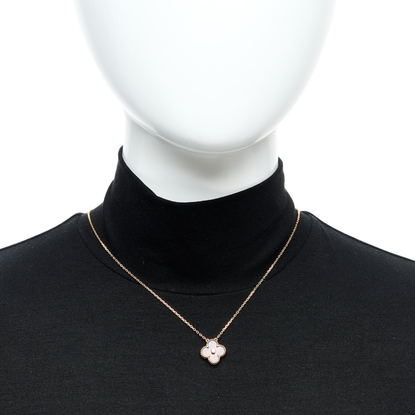 18K Rose Gold Diamond Bulls Eye Vintage Alhambra Pendant Necklace