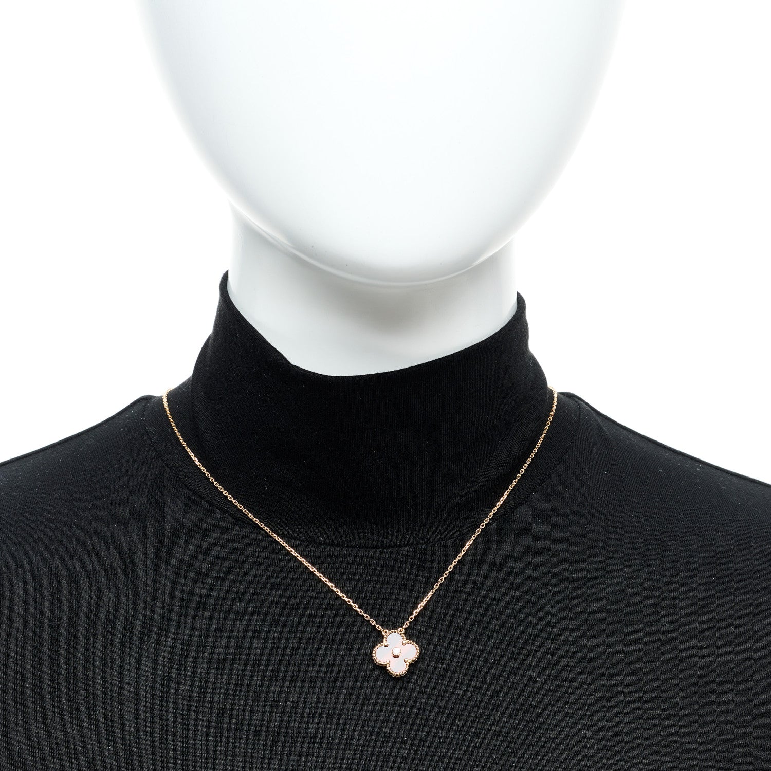 Van Cleef & Arpels 18K Rose Gold Diamond Bulls Eye Vintage Alhambra Pendant Necklace 2 of 5