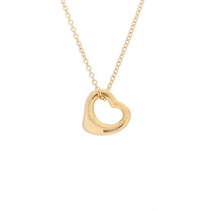 Tiffany 18K Yellow Gold 11mm Elsa Peretti Open Heart Pendant Necklace 7 of 8
