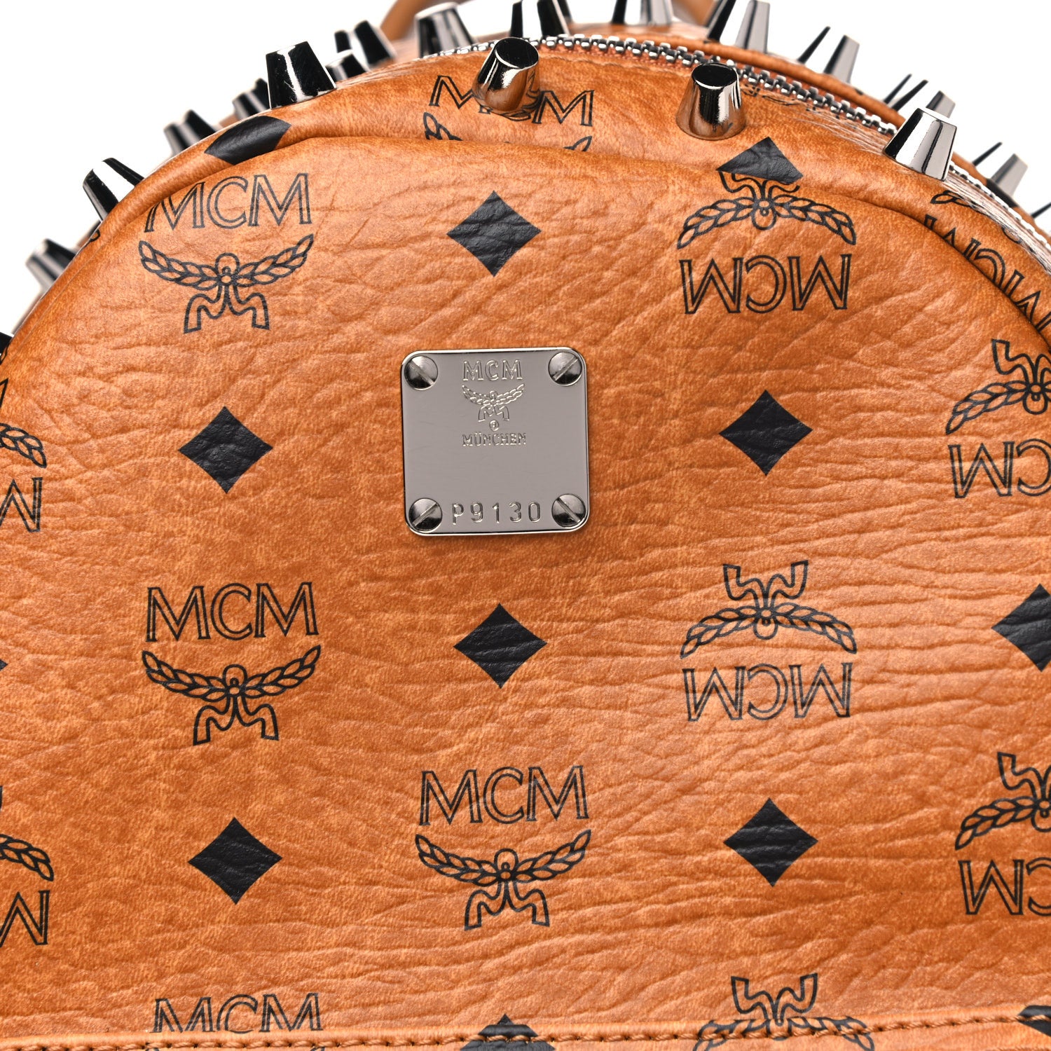 MCM Visetos Studded Small Backpack Cognac 8 of 10
