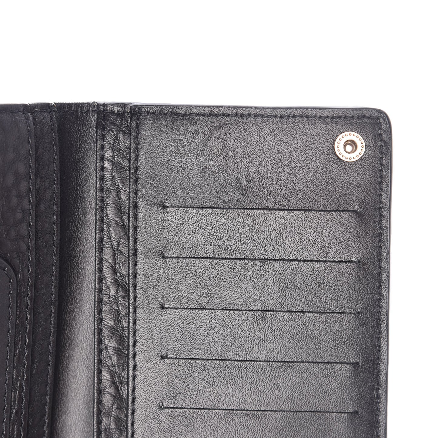 Grained Calfskin Zip Wallet Black