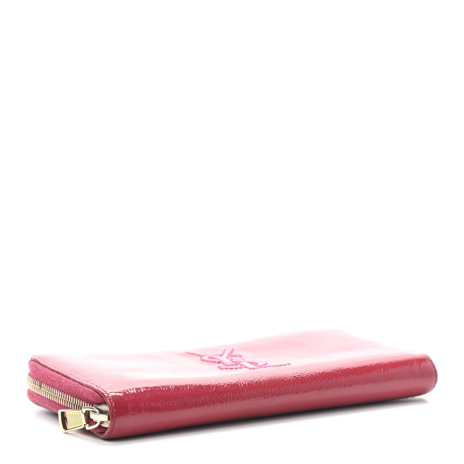 Saint Laurent Textured Patent Calfskin Belle De Jour Zip Around Wallet Fuchsia 4 of 6