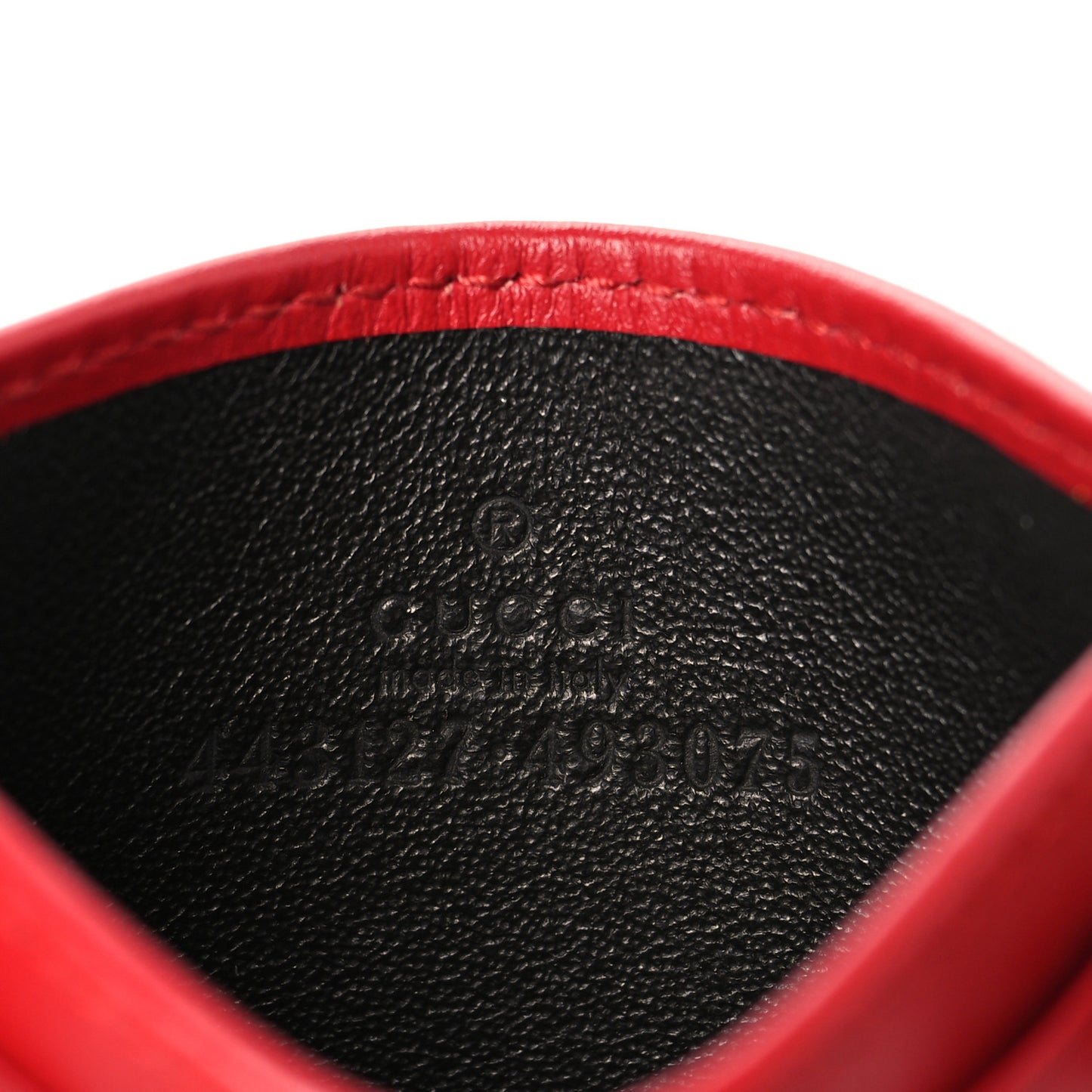 Calfskin Matelasse GG Marmont Card Holder Hibiscus Red