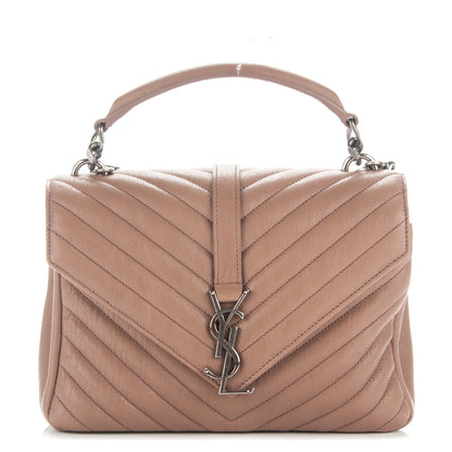 Saint Laurent Sheepskin Matelasse Chevron Monogram Medium College Bag Fard 1 of 7