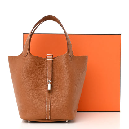 Hermes Taurillon Clemence Picotin Lock 22 MM Gold 11 of 11