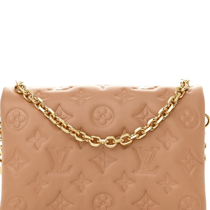 Louis Vuitton Lambskin Embossed Monogram Pochette Coussin Camel 6 of 10
