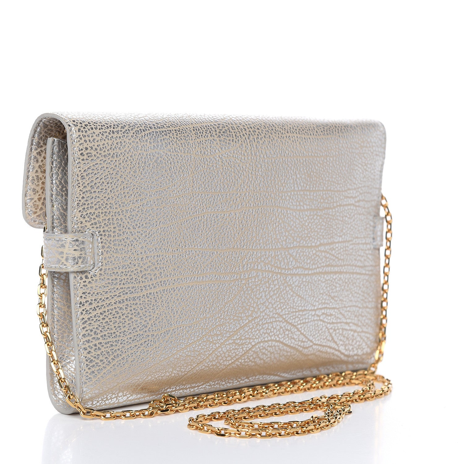 Delvaux Metallic Crispy Calfskin Tempete Pochette Antique Silver 3 of 7
