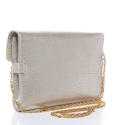 Delvaux Metallic Crispy Calfskin Tempete Pochette Antique Silver 3 of 7