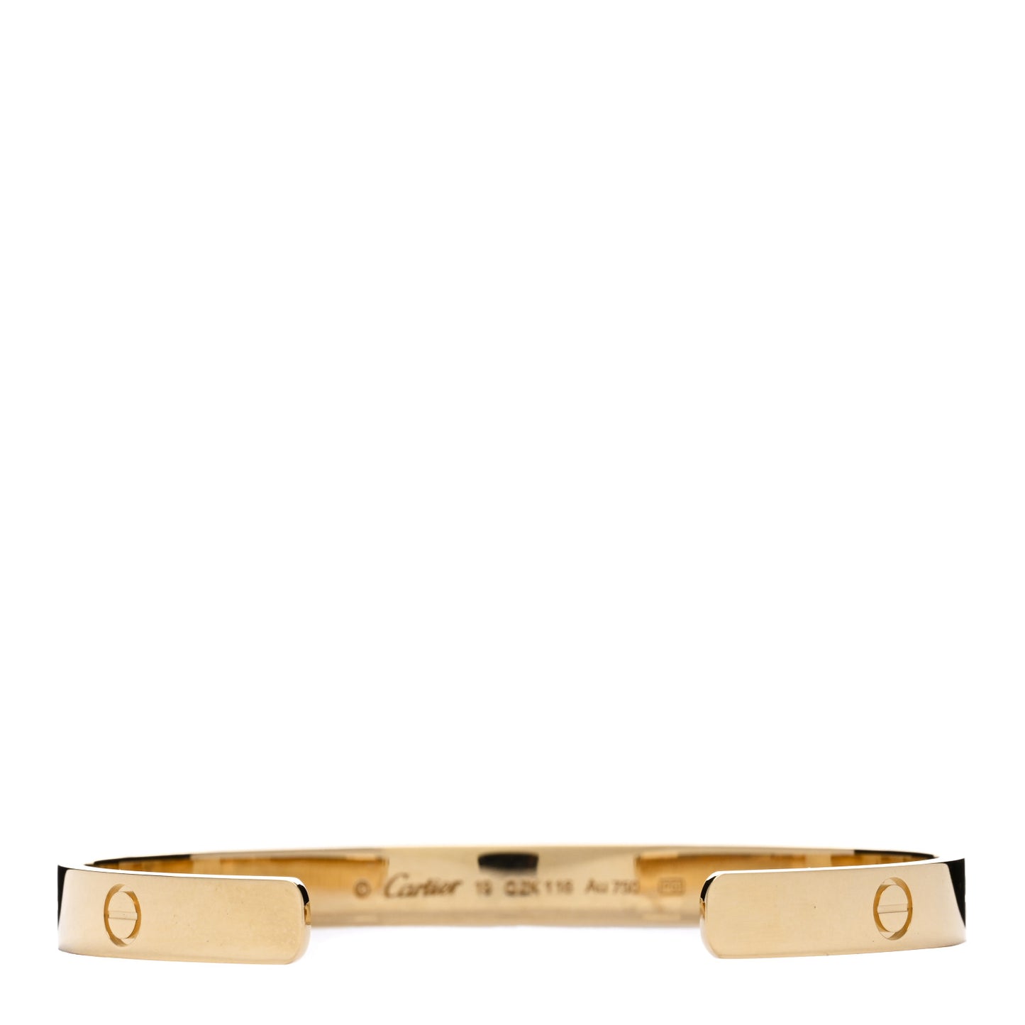 18K Yellow Gold LOVE Cuff Bracelet 19
