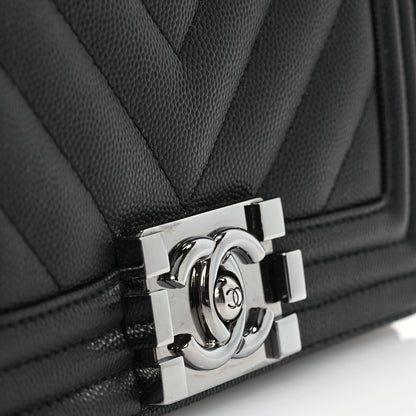 Chanel Caviar Chevron Quilted Small Boy Flap Black 11 of 13