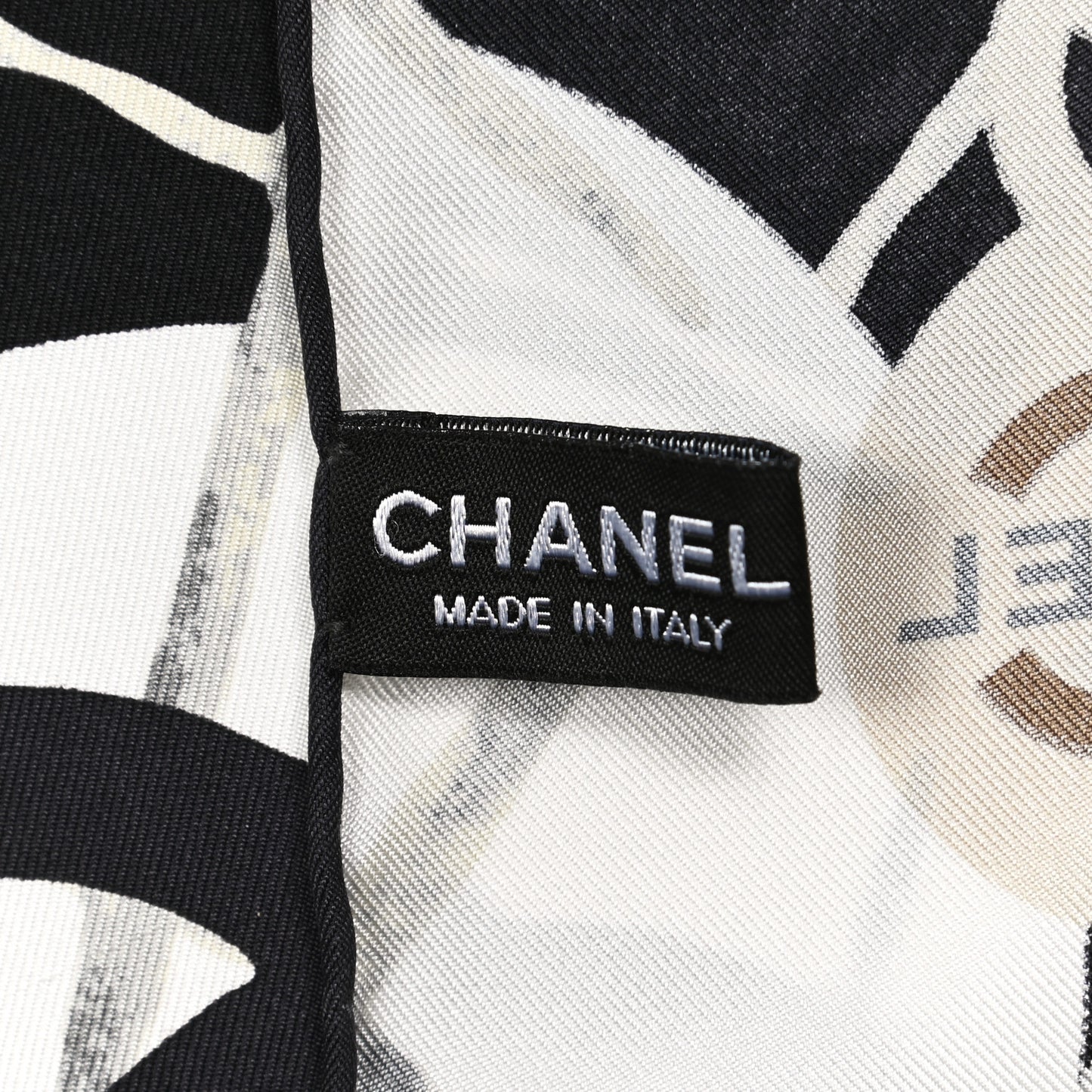 Silk Camellia CC Square Scarf Black