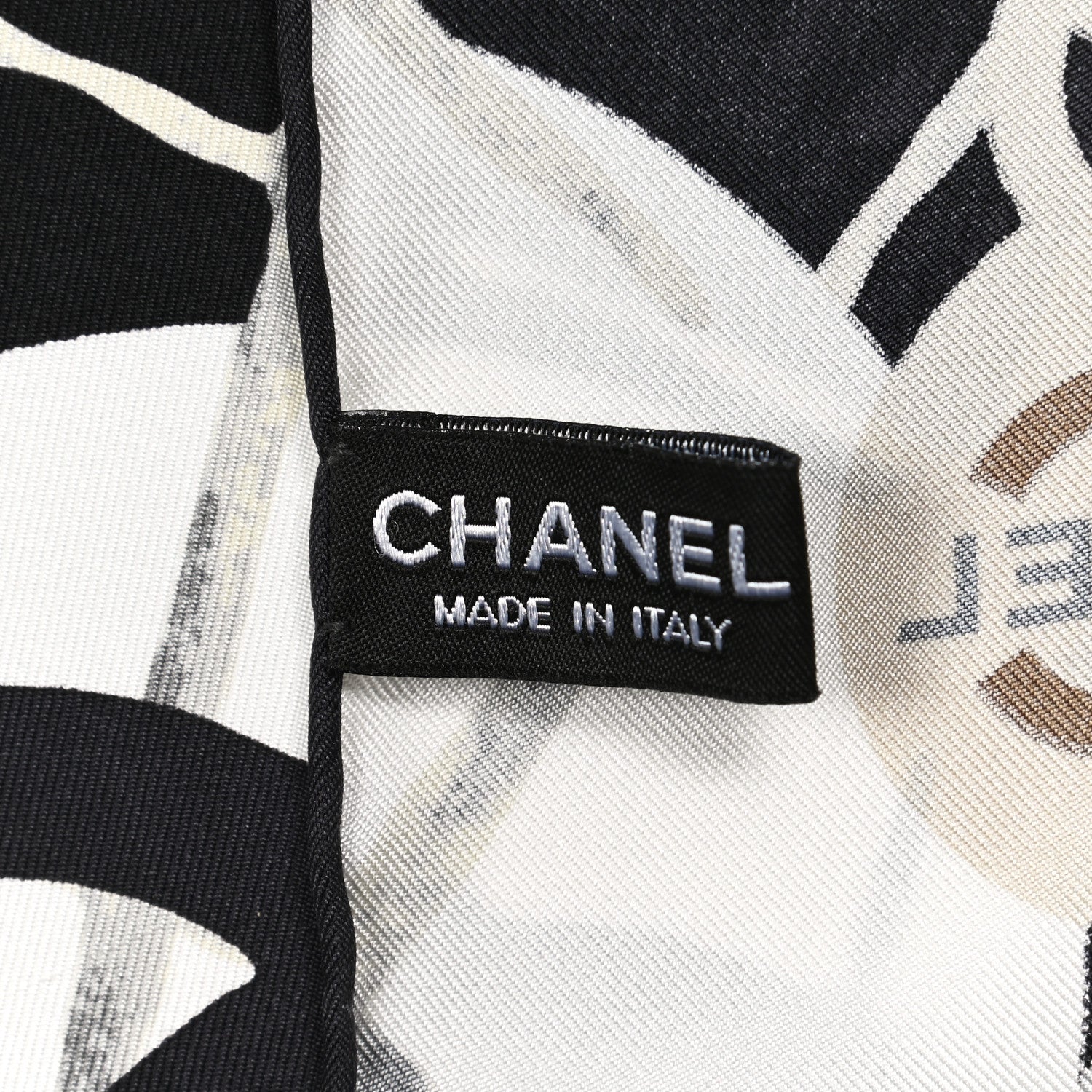 Chanel Silk Camellia CC Square Scarf Black 3 of 4