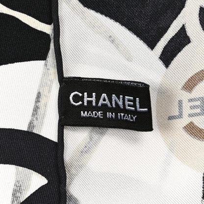 Chanel Silk Camellia CC Square Scarf Black 3 of 4