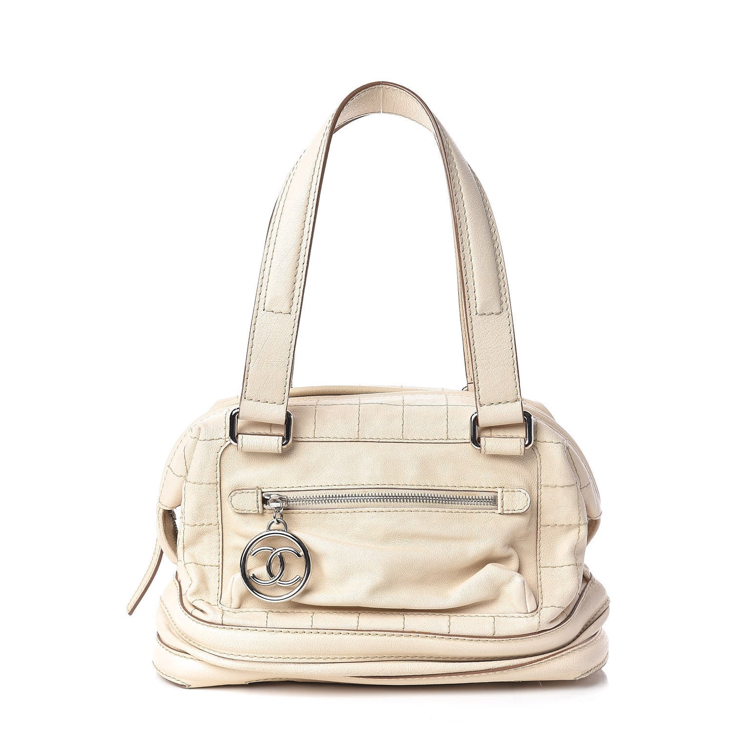 Goatskin Square Stitch Essential Bowler Beige