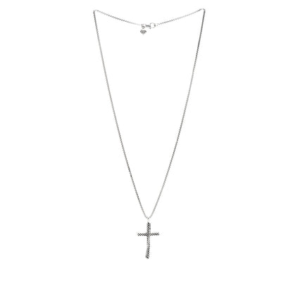 David Yurman Sterling Silver Diamond Pave 29mm Crossover Cross Necklace 3 of 4