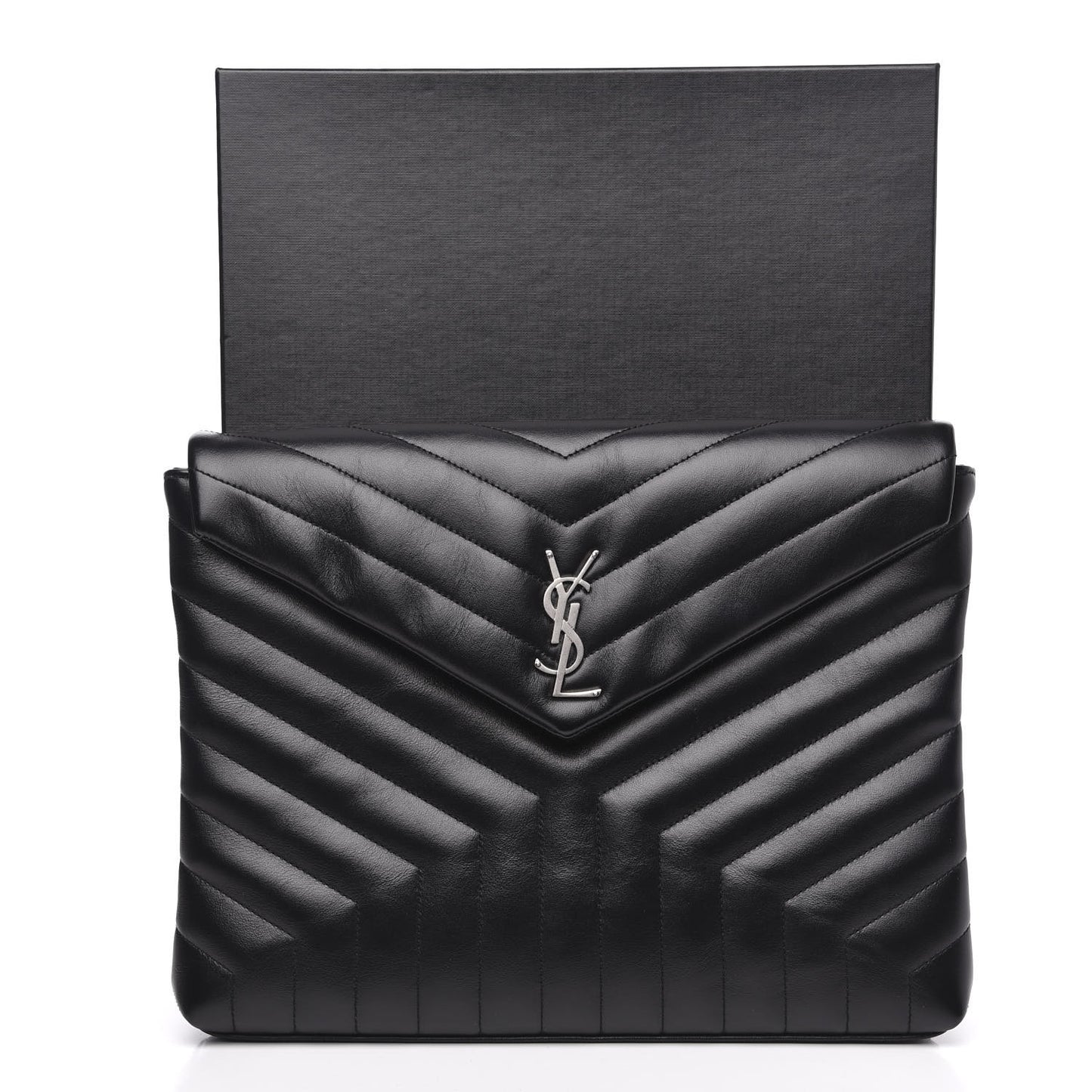 Calfskin Y Quilted Monogram Loulou Document Holder Black