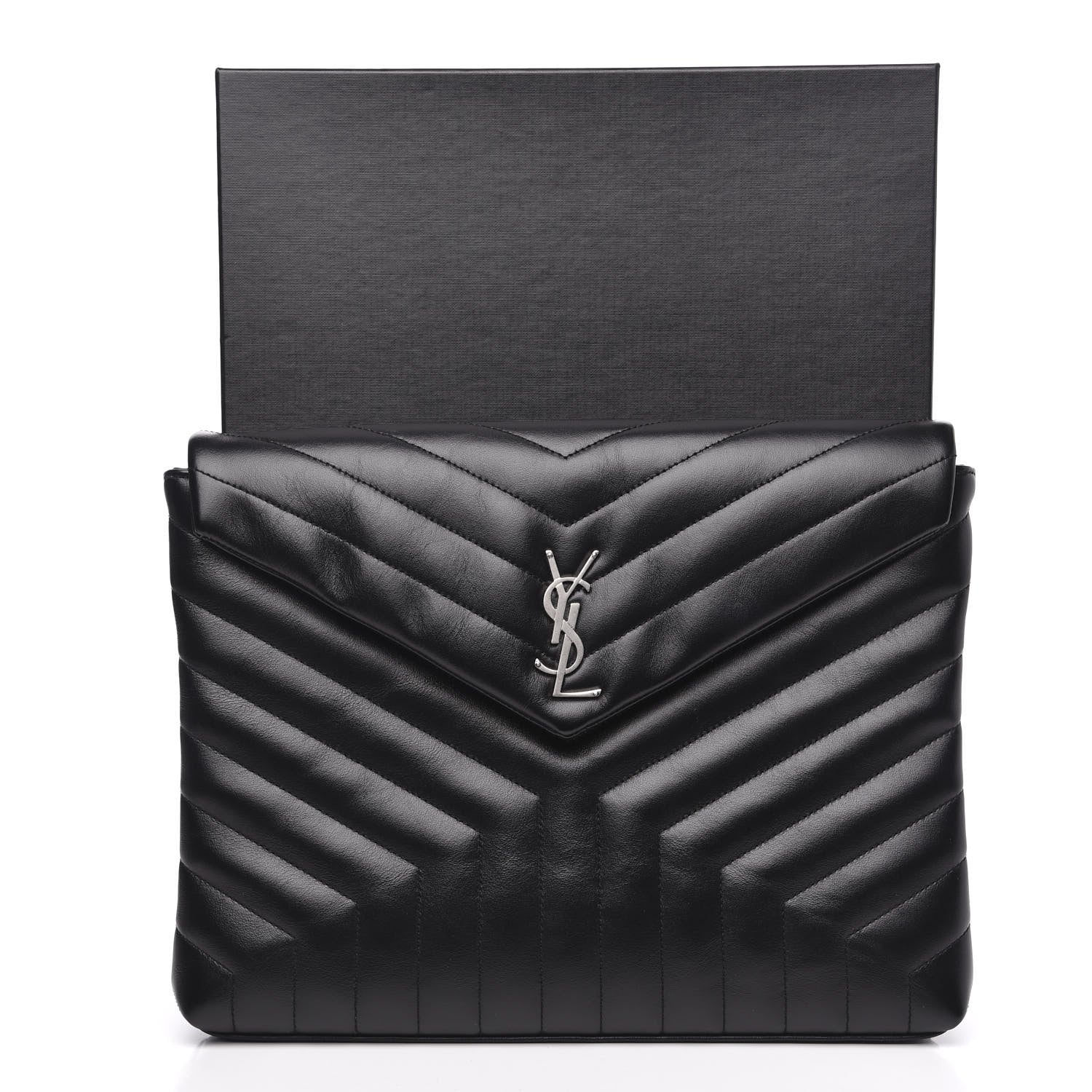 Saint Laurent Calfskin Y Quilted Monogram Loulou Document Holder Black 11 of 11