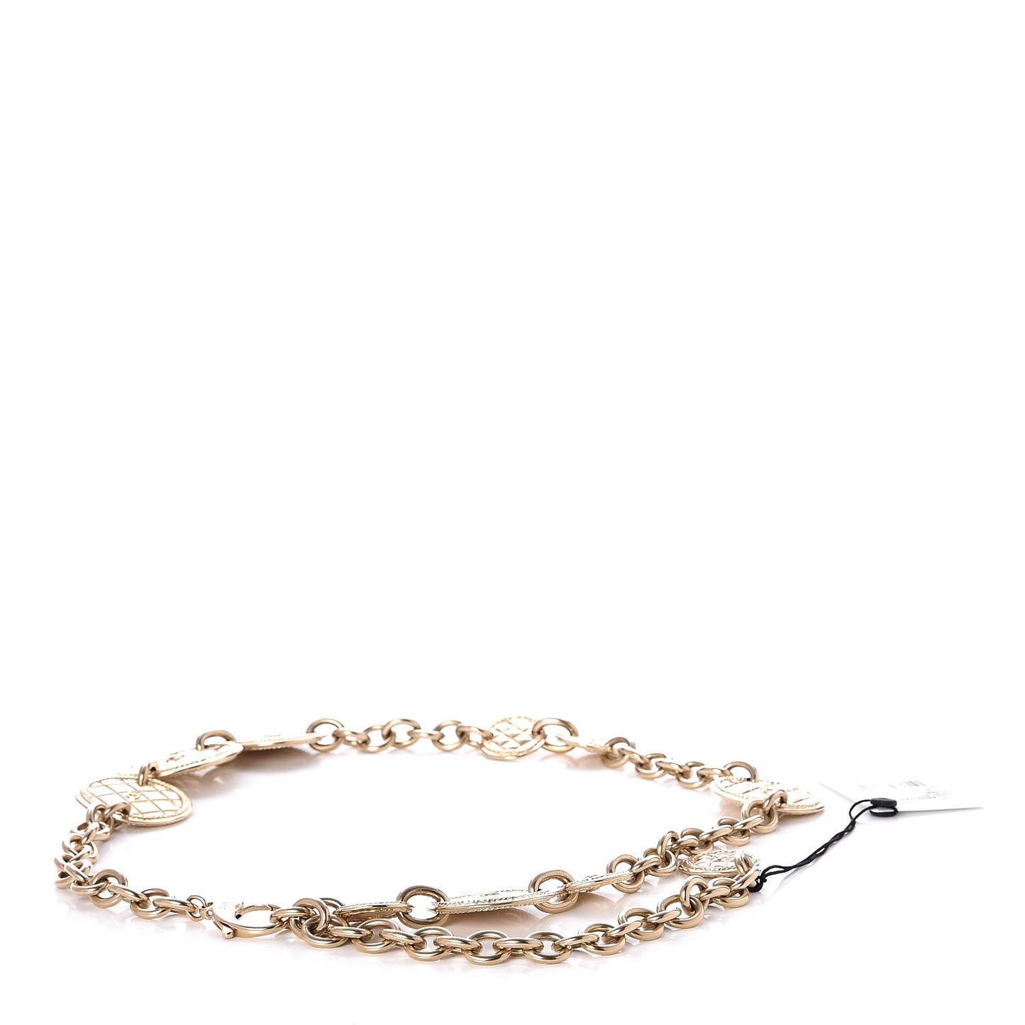 Chain Quilted CC Medallion Belt Gold