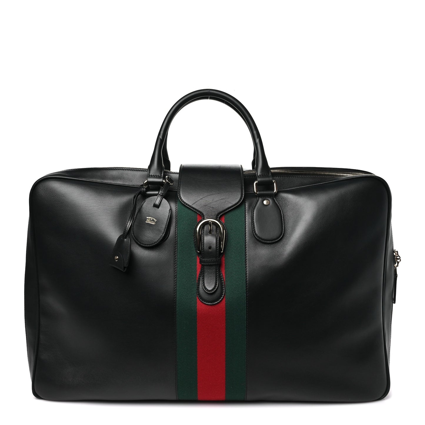 Calfskin Web Suitcase Black