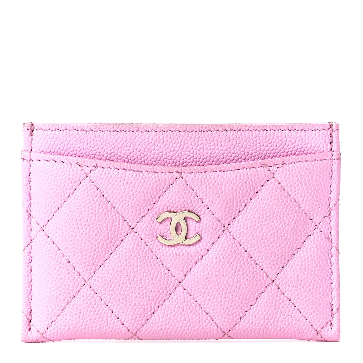 Caviar Quilted Card Holder Pink