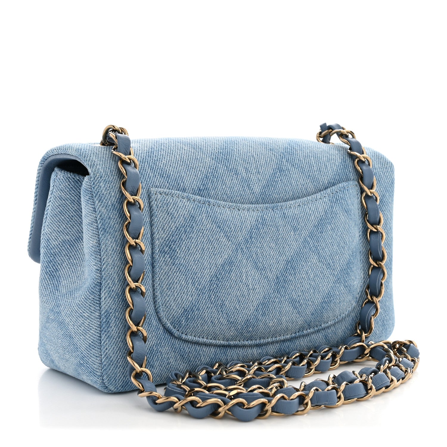 Chanel Printed Denim Quilted Mini Rectangular Flap Light Blue 3 of 11