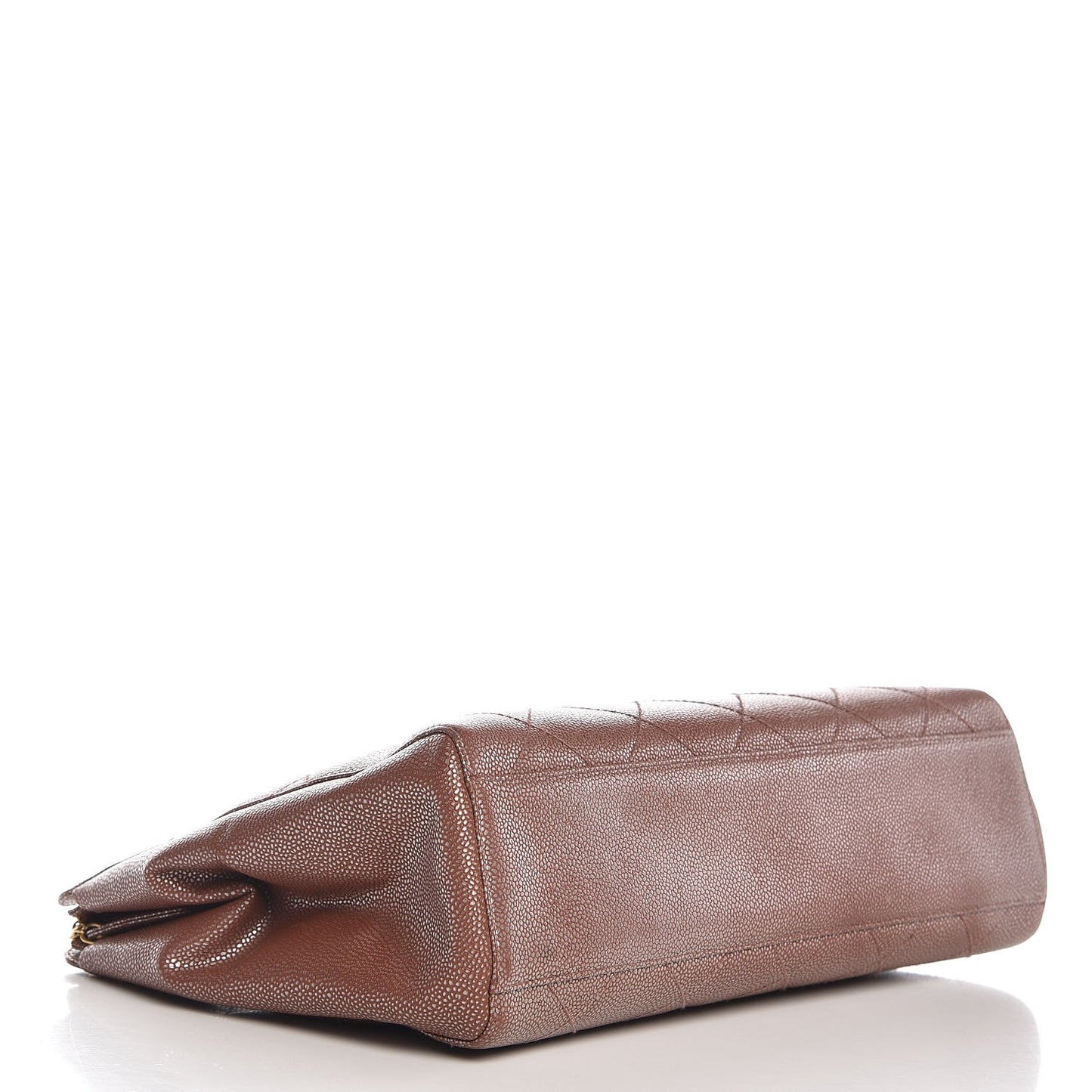 Metallic Caviar Quilted Shopping Tote Brown